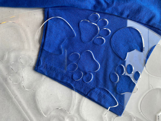 Reusable acrylic bleaching sleeve stencil kitties and paw prints