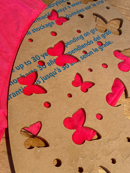 Reusable acrylic bleaching sleeve stencil Butterflies.