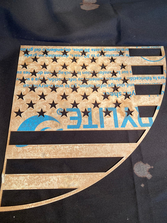 Reusable acrylic bleaching sleeve stencil sleeve slices American flag.