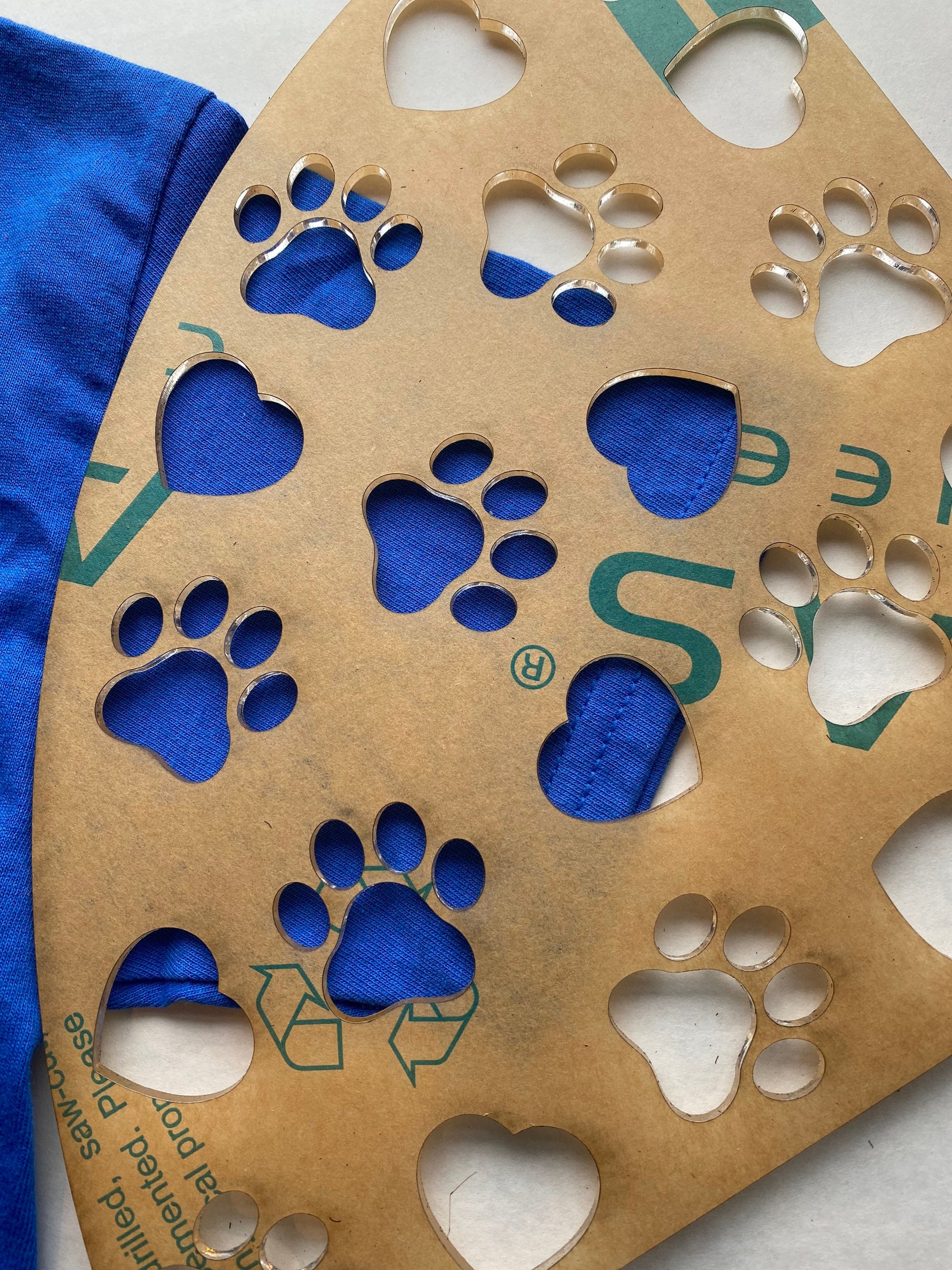 Reusable acrylic bleaching sleeve stencil dog paws and hearts