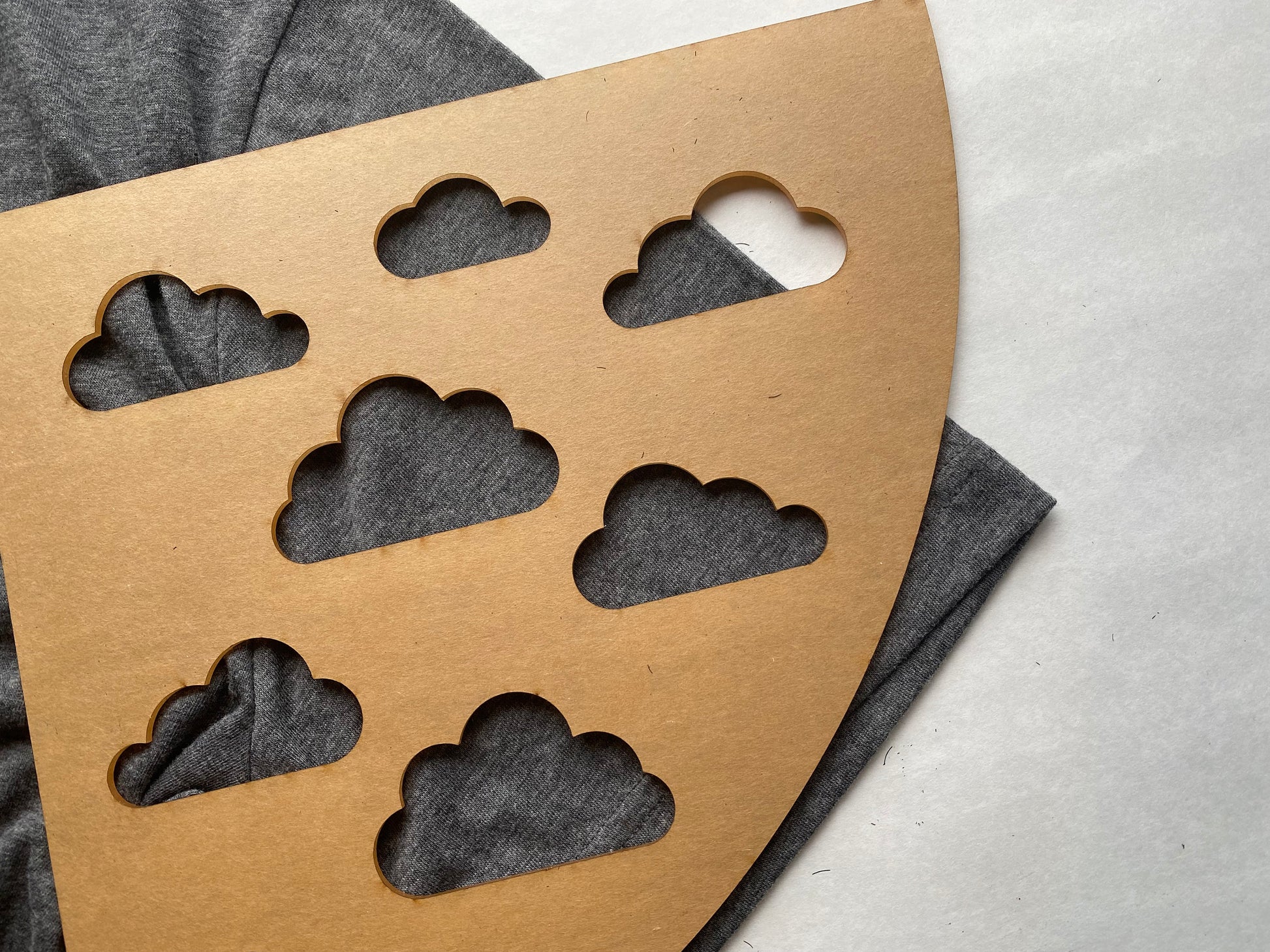 Reusable acrylic bleaching sleeve stencil clouds