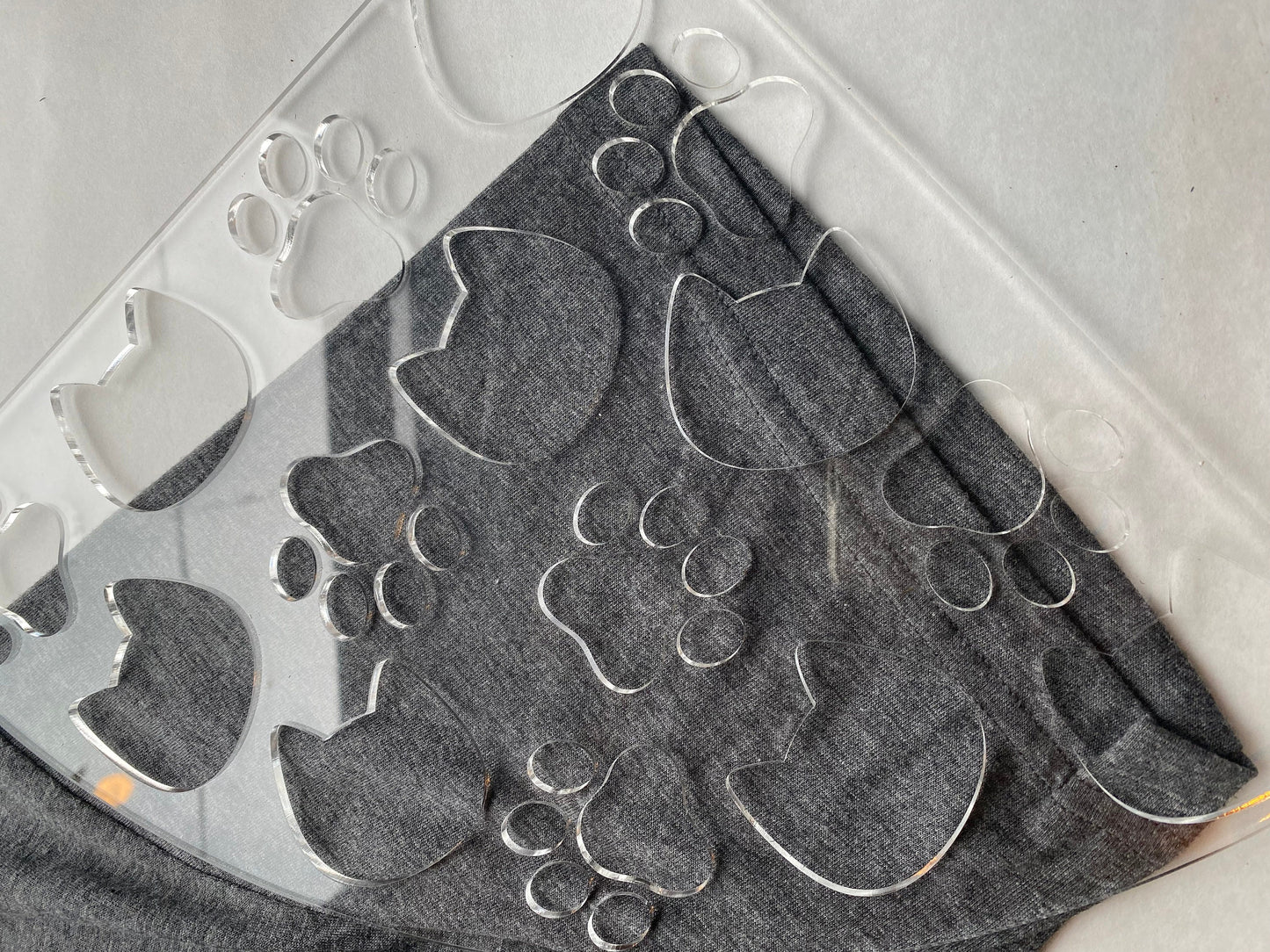 Reusable acrylic bleaching sleeve stencil kitties and paw prints