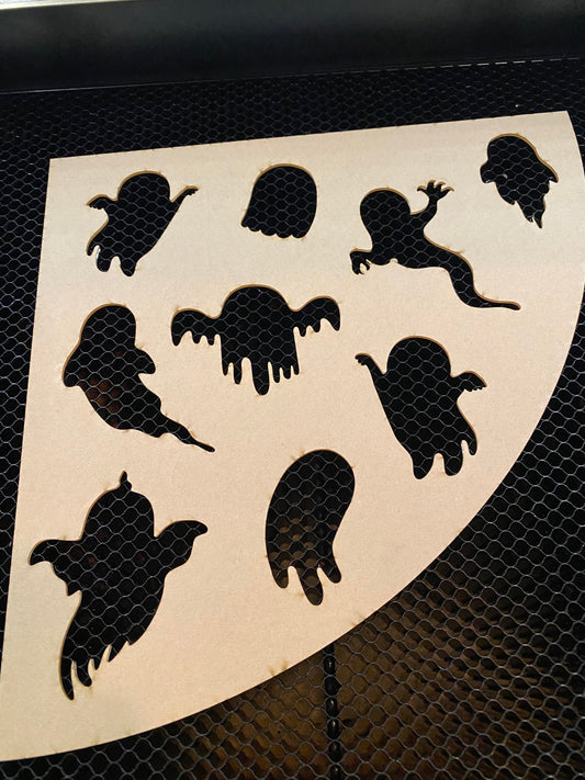 Halloween Reusable acrylic bleaching sleeve stencil Ghosts