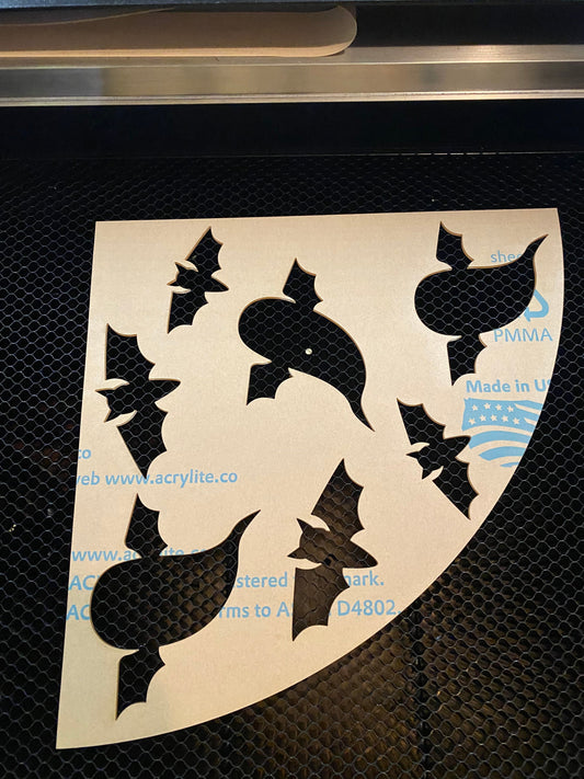 Halloween Reusable acrylic bleaching sleeve stencil GHOSTS AnD BATS